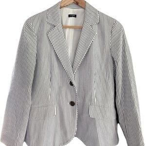 J. Crew Black and White Striped Women's Blazer